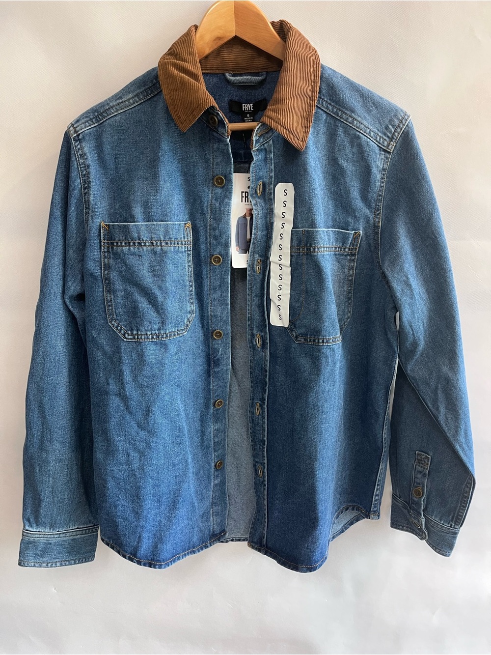Frye 100% Cotton Men’s Denim Button Down Shirt Chore Jacket NWT